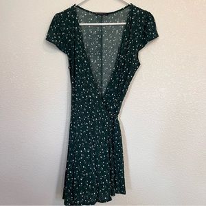 Brandy Melville green floral wrap dress